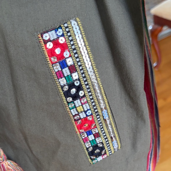 Zara Olive Green Embroidered Utility Jacket - Picture 3 of 8